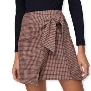 Aritzi Wilfred Brown Academia Plaid‎ Mini Skirt Womens Sz 0 Dorine Cashmere Wool